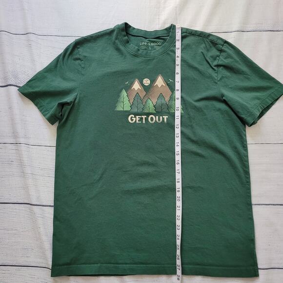 Life is Good Size L Men's Get Out Mountain Image Green Tee Nature Minimalist - Picture 3 of 7
